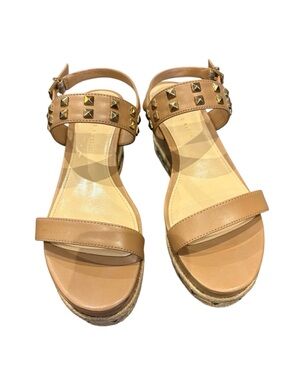 Charles & Keith Women's Tan Stud Espadrille Wedge Sandals, size 7